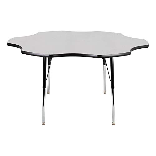 Flower Adjustable Height School Classroom Activity Table - Gray Nebula Top/Black Edge