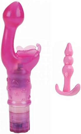 Perfect Vibe Tool Kiss Women Clit Gspot Toy Power Vibrator with Anus Butt Plug Massage Toy for Couples Pink Cplor