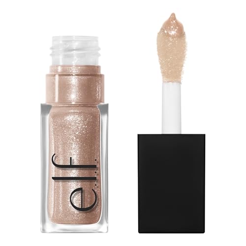 e.l.f. Glow Reviver Lip Oil, Nourishing and Hydrating with High-Shine Glimmer Finish & Sheer Wash of colour, Minty Scent, Non-Sticky, Vegan & Cruelty-free, Crystal Baller