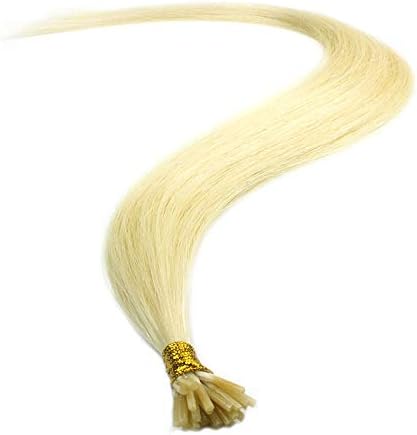 25 Strands Straight Keratin I Stick Tip Human Hair Extensions Color #613 (Platinum Blonde)