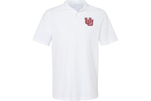 CAMPUS LAB Official NCAA Men's 100% Cotton Knit Polo Short Sleeve Shirt Primary Logo Collection, White