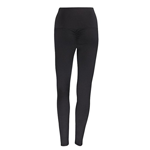 BSGSH Yoga Pants for Women Sexy Butt Lifting High Waist Skinny Tummy Control Ruched Activewear Leggings (S, Black)
