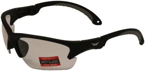 Global Vision Klick Safety Glasses with Adjustable Temples (Black Frame/Clear Lens)