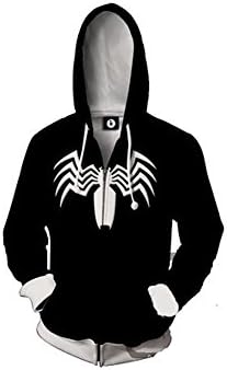 Wsysnl Cos Venom Spider 3D Style Zipper Hooded Sweatshirt Unisex Adult