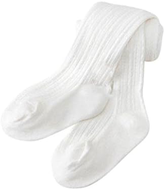 Alamana Winter Baby Girls Soft Cotton Pantyhose Socks Stockings Tights 0-8Y size L(6-8 Years) (White)