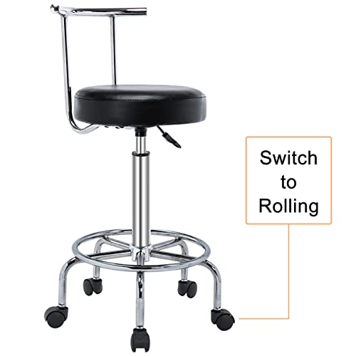 CoVibrant Heavy Duty Shop Stool with Extra 5 Wheels Swivel Adjustable