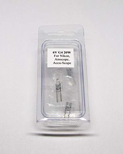 3 Pack Microscope Bulbs - 6V 20W G4 Bulb for Nikon, Zeiss, Olympus, Amscope, Omax and Laxco Microscopes