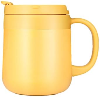 LOIOFOE 340ML Stainless Steel Insulated Coffee Cup - Vacuum Insulated Tumbler Thermos Travel Coffee Mug for Hot/Cold Drinks Dishwasher Safe (Yellow)