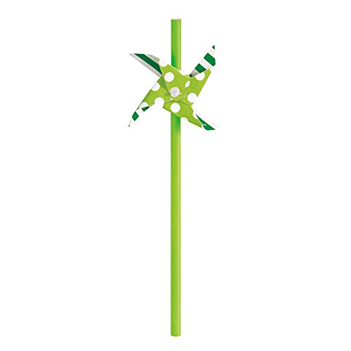 Lime Green Pinwheel Paper Straws, 3ct