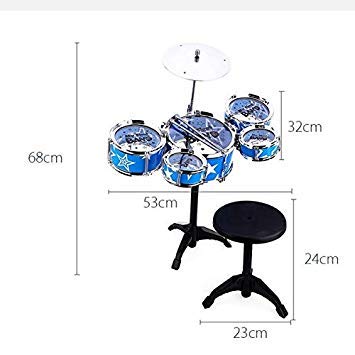 Xixou Kids Deluxe Jazz Drums Kit Musical Instrument Toy with Cymbal Stool Christmas Birthday Gift