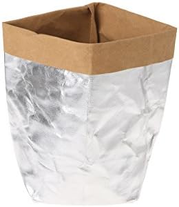 Loair Washable Kraft Paper Bag - Plants Flowers Gift Bread Storage Wedding Party Colored- Can Storage Onion Garlic Fruit Magazine Books(Silver) (35cm)