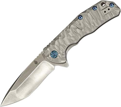 Kizer Cutlery Ning Shoal 3.5" Flipper Titanium Drop Pt. Plain Folding Camping Knives, Gray