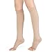 TOFLY® Compression Stockings (Pair), Grade Firm Support 20-30mmHg, Opaque, Unisex, Open Toe Knee High Compression Socks for Varicose Veins, Edema, Shin Splints, Nursing, Travel, Beige XXL