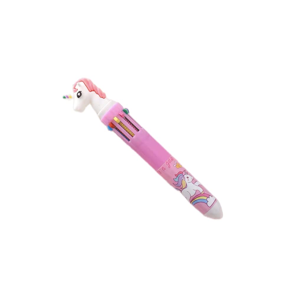 FEIFEI'S BOW Multicolor teddy bear Pens 0.5mm 10-in-1 Retractable Ballpoint Pens 10 Colors Transparent Barrel Ballpoint Pen for Office Supplies and kids school (Unicorn)