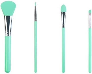 LORMAY 4-Piece Silicone Makeup Brush Set: Face Mask, Eyeliner, Eyebrow, Eye Shadow Cosmetic Brushes (Mint Green)