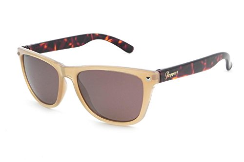 Pepper's Spitfire Polarized Oval Sunglasses, Milky Caramel w. Tortoise Temples, 50 mm