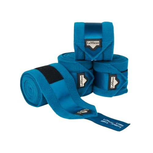Loire Polo Bandages in Marine with Zipped Case - Satin End Detail - 3.8 m Long - Soft Fleece Protection Wraps - Pack of 4 - Full