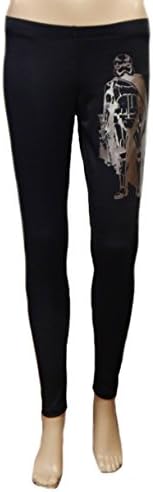 Darth Vader Black &amp; Silver Foil Women's Junior Stretch Leggings - Medium