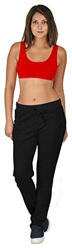 eraa women's cotton premium gym,regular narrow women track pant yoga _black_(x-large)