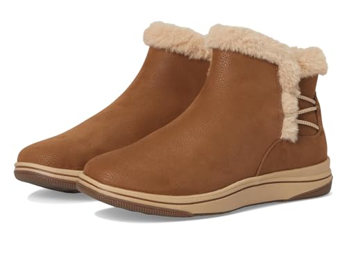 Clarks CloudSteppers Women's Breeze Fur Ankle Boot, Dark Tan Combi, 8 W US