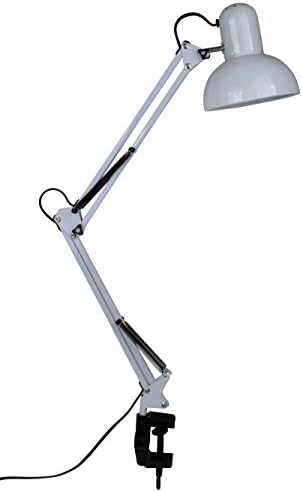 CREYUAN Adjustable Swing Arm Lamp Drafting Design Clamp Table Light Office Studio Home (White)
