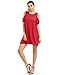 Milumia Women's Summer Cold Shoulder Ruffle Sleeves Shift Dress Red M