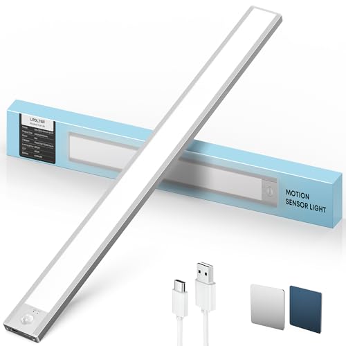 Schrankbeleuchtung Led Lampe mit Bewegungsmelder - 60cm 4400mAh Schranklicht Unterbauleuchte Küche Licht Leiste Aufladbar Magnetische - Dimmbar Treppe
