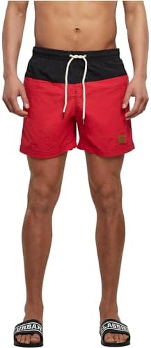 Block Swim Shorts, Pantaloncini da Bagno, Uomo, Blk/Red, M