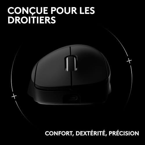 PRO X SUPERLIGHT 2 DEX, souris de gaming sans fil, 60g souris Pro-Grade pour droitier, 5 boutons programmables, recharge USB-C, 44K DPI, taux d’interrogation jusqu’à 8 kHz, PC/Mac - Noir
