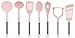 Country Kitchen 7 Piece Nylon Cooking Utensil Set for Nonstick Cookware, Kitchen Utensil Set with Stainless Steel Handles (Gunmetal & Pink)