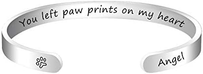 Personalized Pet Memorial Gifts - Engraved Custom Dogs Name Loss of Pet Gifts Sympathy Gifts Memorial Cuff Bangle Bracelet Jewelry for Women Men