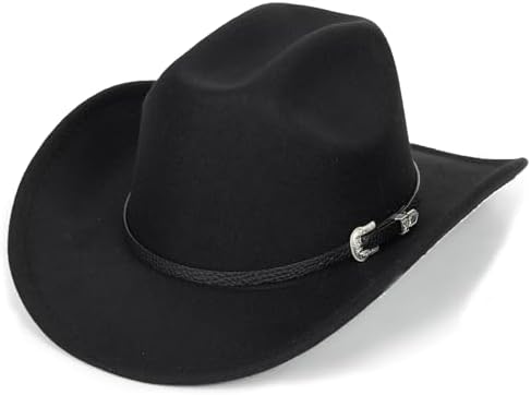 Shapeable Western Cowboy Hat with Belt Buckle, Felt Fedora - M/L Women-Classic-Western-Cowboy-Shapeable-Hat - Men-Roll-Up  main image 2