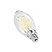 Bogao E12 6W Dimmable LED Filament Candle Light Bulb, 2700K 600LM, E12 Candelabra Base Lamp, C35 Torpedo Shape Bullet Top, Clear Glass Cover, 60W Incandescent Replacement, Warm White (Pack of 6 )