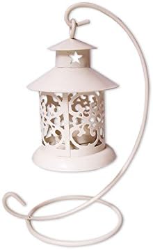 Dandy Delight Euro Style Vintage Outdoor Candle Lantern, Vintage Moroccan Candle Lanterns, Set of 2 (White)