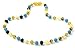 BoutiqueAmber Unpolished Baltic Amber Teething Necklace Made with Aquamarine Beads - Size 12.5 inches (32 cm) - Raw Multicolor Baltic Amber Beads (12.5 inches, Raw Multi/Aquamarine)
