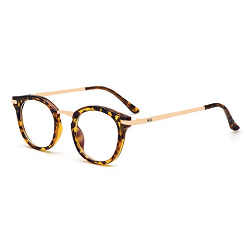 D.King Vintage Round Prescription Eyeglasses Horn Rim Clear Lens Eye Glasses Frame Leopard