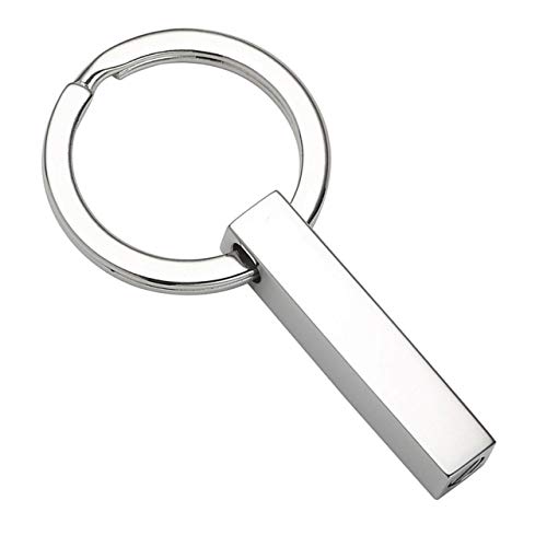 Personalized Master Free Engraving Custom Stainless Steel Vertical Cuboid Spuare Cube Bar Urn Necklace/Keychain Key Ring for Ashes Keepsake Memorial Cremation Jewelry+Funnel Kit+Gift Box