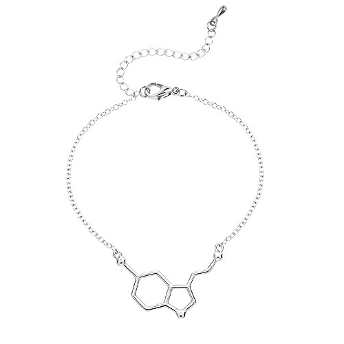 Silver Serotonin Molecule Pendant Necklace,Organic Chemistry Jewelry for Science Lovers,Gift for a Science Student
