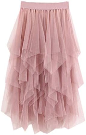 Tutu Skirt for Women High Waist Princess Skirts Midi Length Tulle Pleated Prom Party A Line Skirt