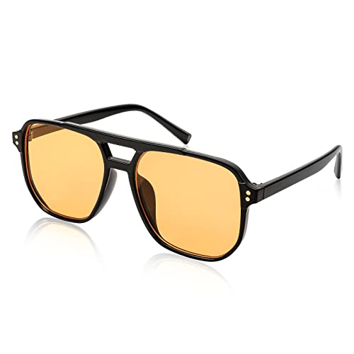 FEISEDY Retro aviador cuadrado gafas de sol para mujeres hombres 70s vintage de moda marco de plástico lentes de sol B2835