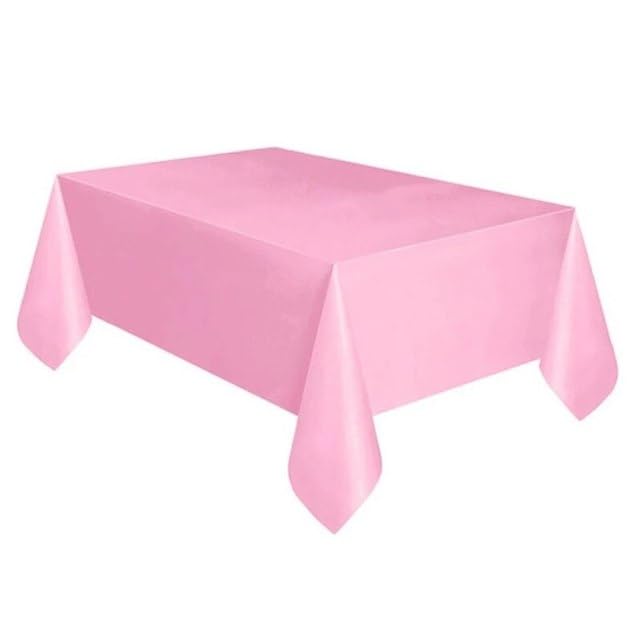 AIBC Just Believe... Rectangle Disposable Plastic Table Covers Party Table Cloth Wipe Clean Plastic Tablecloth,9ft x 4.5ft (2 Pack) Pink