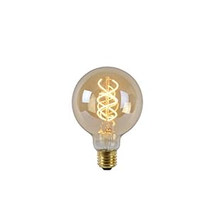 Lucide LED Bulb – Filament lamp – Diameter 9,5 cm – LED Dimb. – E27 – 1x5W 2200K – Amber, 1 x 1 x 13.8 cm