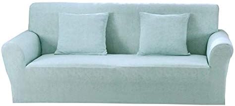 KEU Linen Pattern Sofa Cover 1 2 3 4 Seater Easy Stretch Couch Covers Elastic Full Covered Sofa Slipcovers Furniture Protector,2 Seater:145-185cm,Light Blue