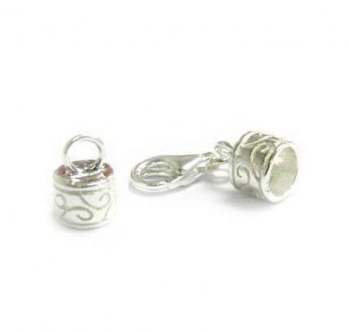 1 set .925 Sterling Silver Bead 5mm Leather Cord End Cap With 11mm Lobster Clasp / Findings / Bright