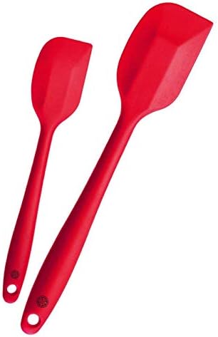 StarPack Premium Silicone Spatula Set (1 Small, 1 Large) - High Heat Resistant to 600°F, Hygienic One Piece Design, Non Stick Rubber Cooking Utensil Set (Cherry Red)