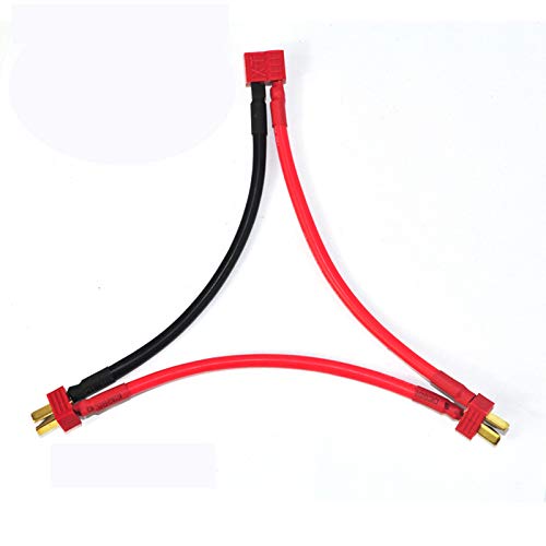 HRB 2PCS Deans T Plug Series Connector Cable Serial 1 Female to 2 Male Deans Connector Adapter Y Wire Style for RC Lipo Battery