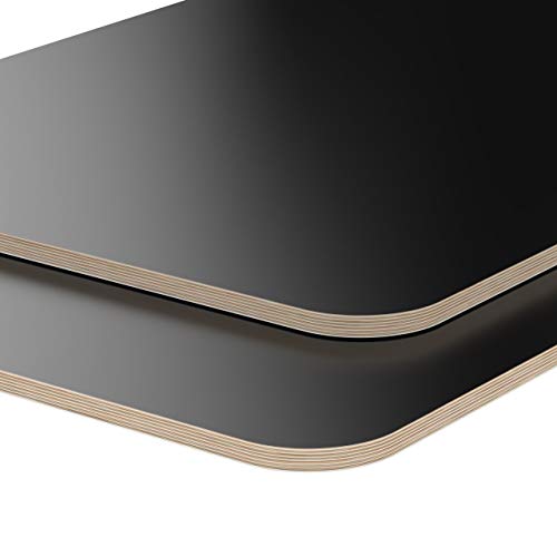 AUPROTEC Tischplatte 18mm schwarz 1600 mm x 800 mm rechteckige Multiplexplatte melaminbeschichtet von 40cm-200cm auswählbar Ecken Radius 100mm Birken-Sperrholzplatten Auswahl: 160x80 cm – Bild 3