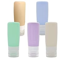 3oz Travel Bottle, TSA Approved Travel Bottles, KoHuiJoo Refillable Cosmetic Size Toiletries Travel Containers, Squeezable Leak Proof Silicone Travel Bottles for Shampoo Cream Lotion Face Body（5 Pack）