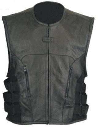 The Nekid Cow Men's Updated SWAT Team Leather Motorcycle Vest Soft Buffalo Leather(Black, 2XL) -GUARANTEED - Tactical Outlaw Black Biker Vests for Men - Law Enforcement Style Protective Side Adjustment Soft Leather Bonus 151 page Motorcycle & Restoration