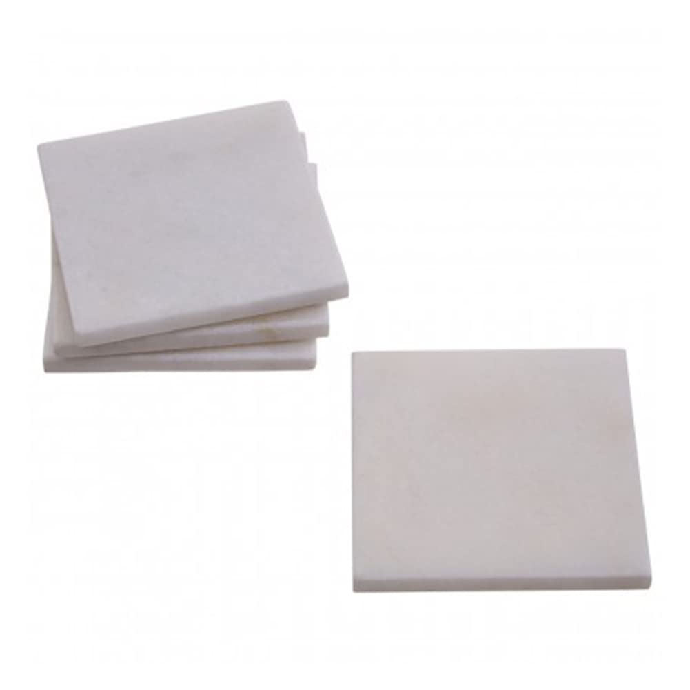 Set of 4 White Marble Coasters 10x10 cm